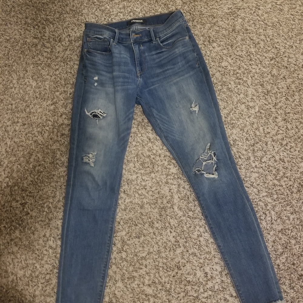 EXPRESS women's 6L distressed mid rise ankle legging